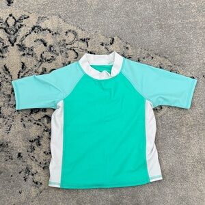 L.L. Bean Kids Swim Rashguard - Teal and White